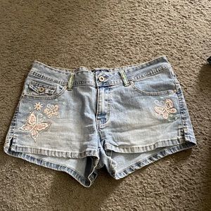 Light wash blue jean shorts
